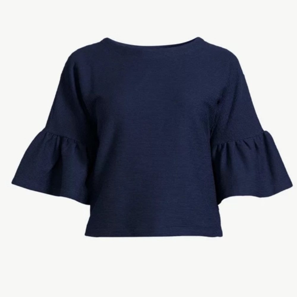 NWT Women’s Navy Free Assembly Ribbed Ottoman Top Size Medium - Picture 5 of 5